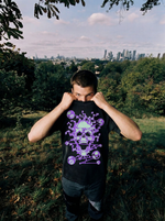 (Purple) 8 Ball Skull Vintage Washed Oversized